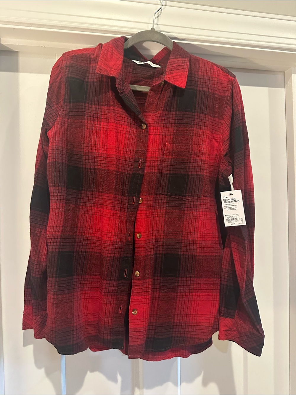 Misses Red Plaid Button-Up Shirt